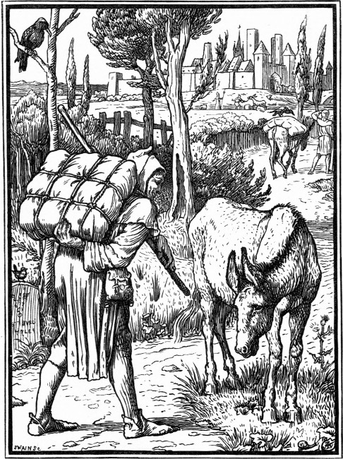 "Good-day, friend," said he. "If you have nothing to do,
perhaps you would not mind carrying my load for me for a little."—P.
131.